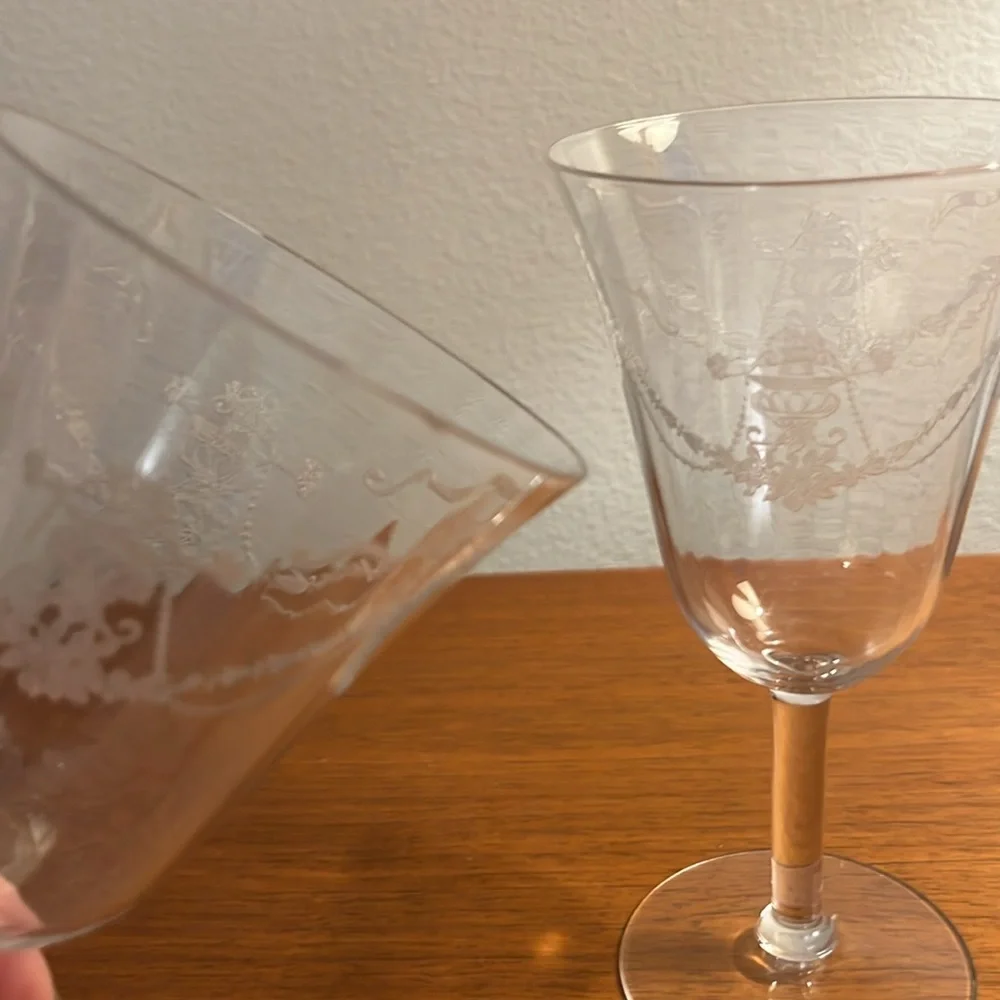 Set of 2  Fostoria Garland Claret Glass Water/Wine Glasses.